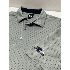 Footjoy Mens Large Gray/Navy Short Sleeve Golf Polo Shirt Sleeve Logo